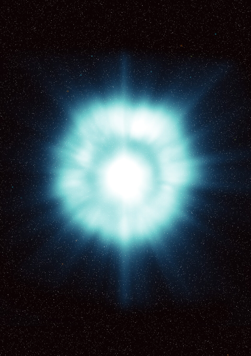 Impressão artística de uma explosão de raios gama
