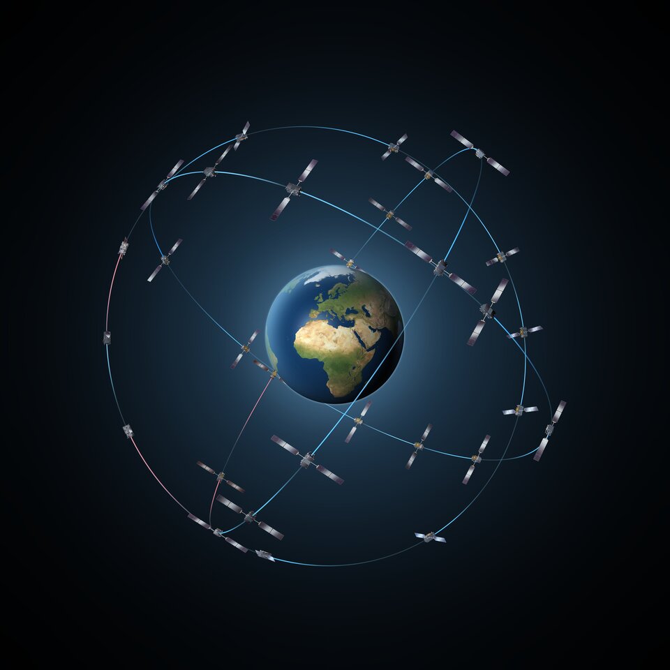 Die gesamte Galileo-Konstellation mit 24 Satelliten 