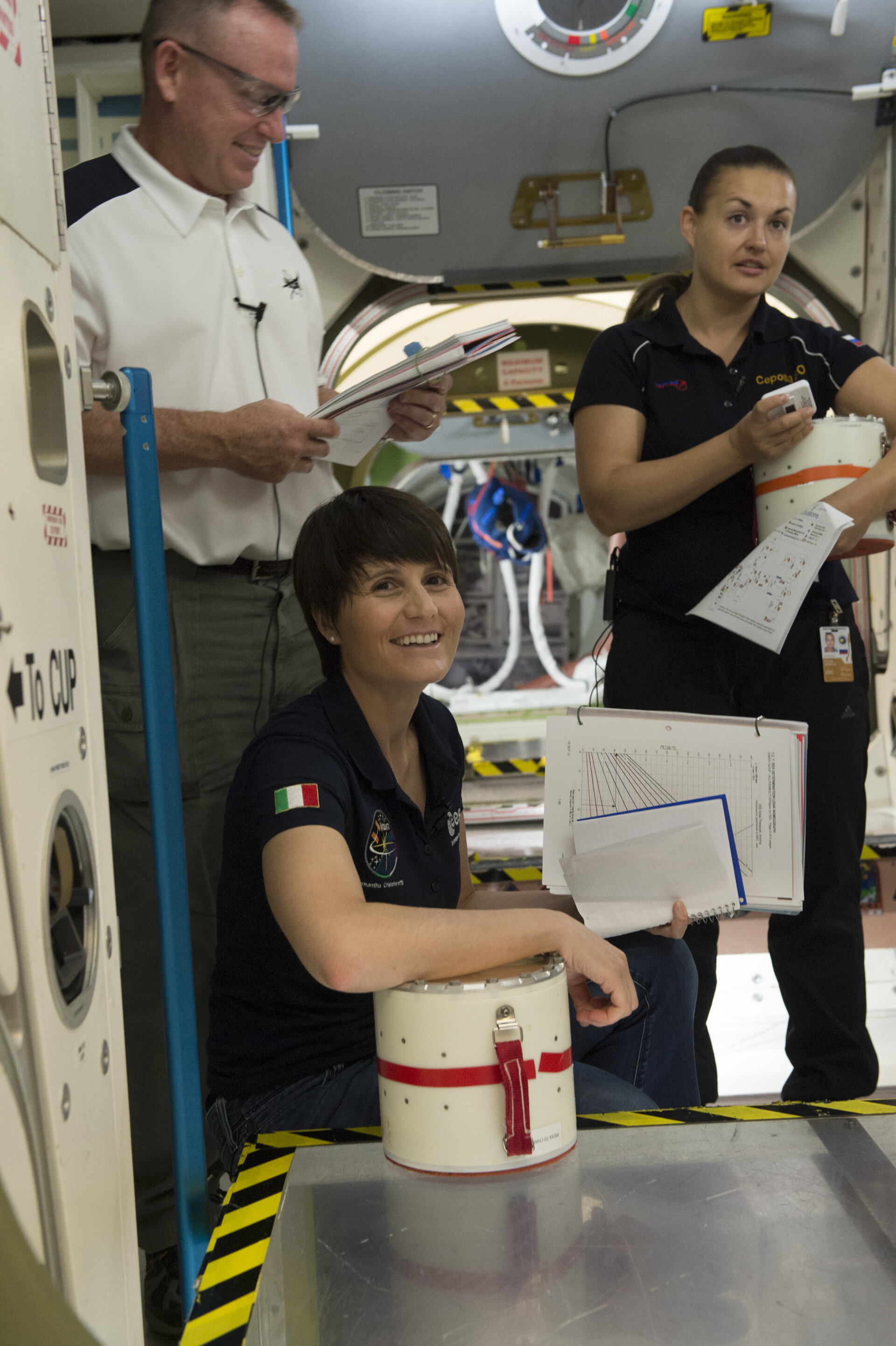 Samantha, Butch and Elena during training at JSC 
