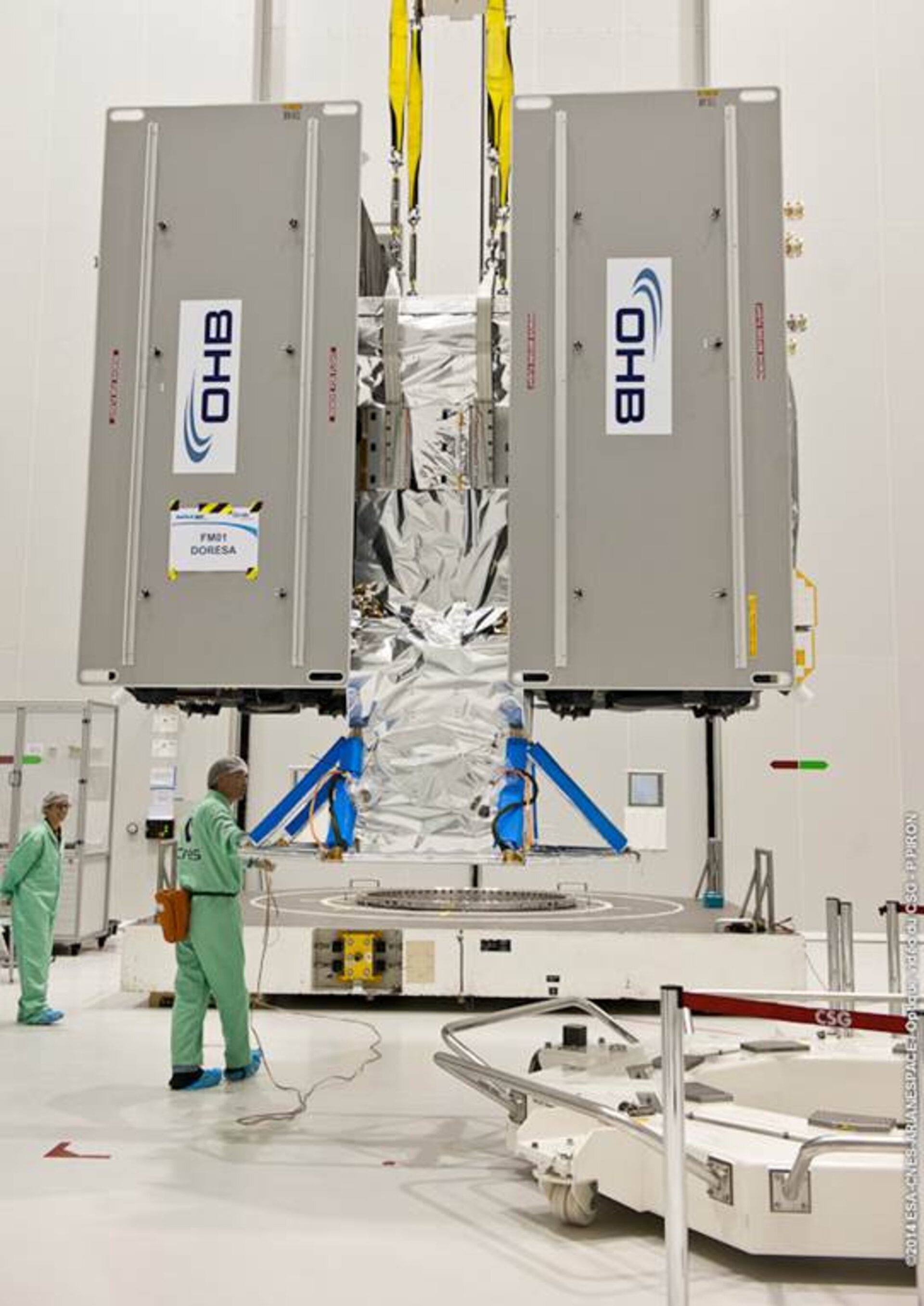 Galileo satellites on dispenser