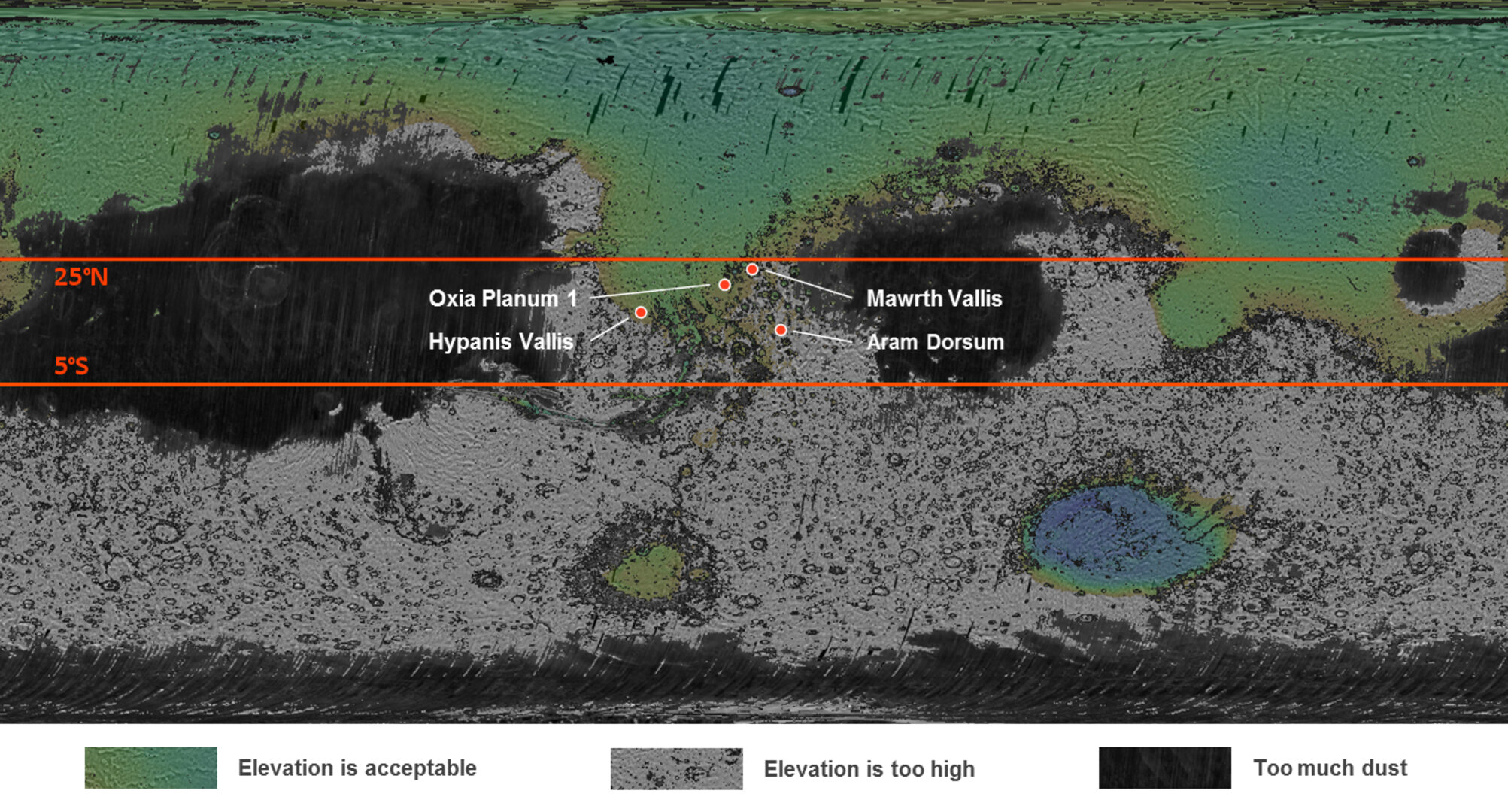 Rover landing site candidates 