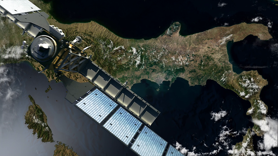 Erdbeobachtungssatellit Sentinel-1 über Europa 
