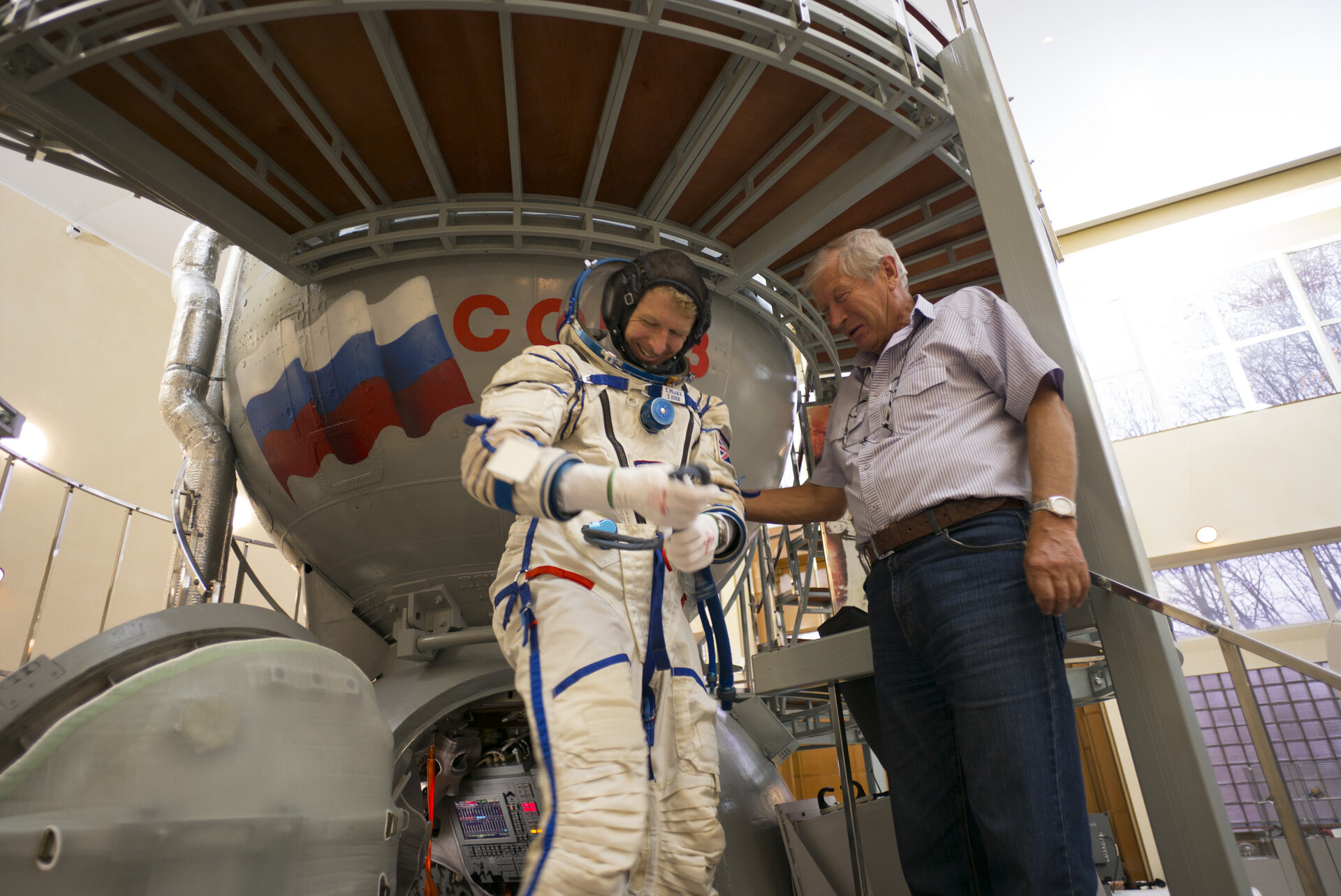 Timothy after training in the Soyuz TMA simulator