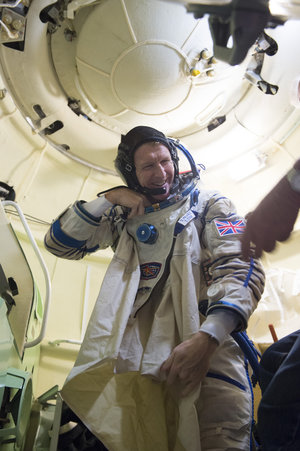 Timothy during training in the Soyuz TMA simulator