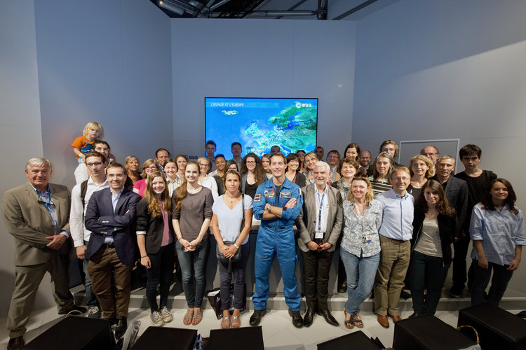 ESA staffs and ESA astronaut Thomas Pesquet