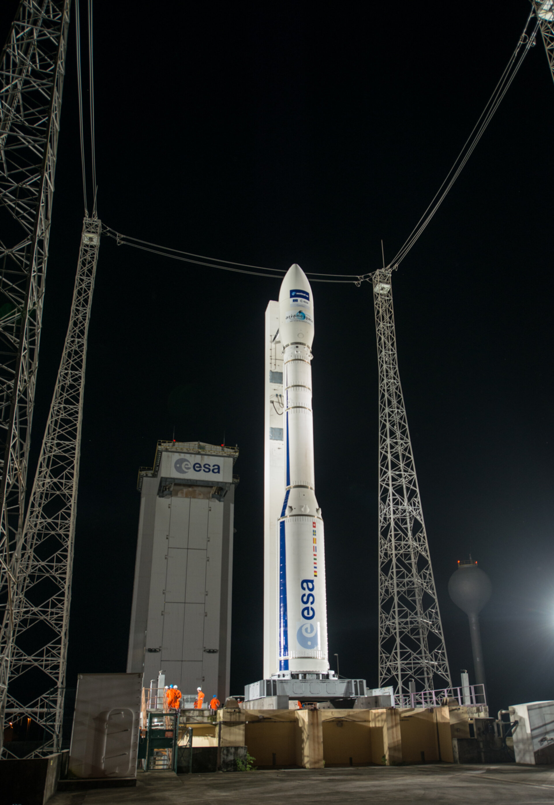Fully assembled Vega VV05, carrying Sentinel-2A, ready for launch