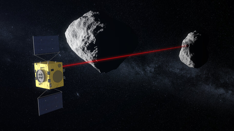 Hera scans Dimorphos. Hera de la ESA y la misión de desviación de asteroides DART de la NASA.