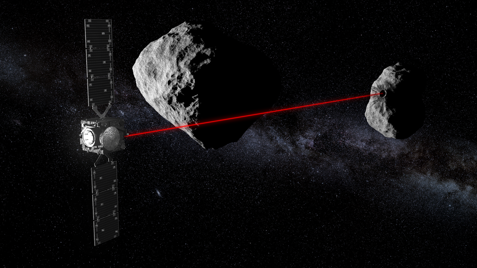 Using its laser altimeter Hera scans Didymoon's surface