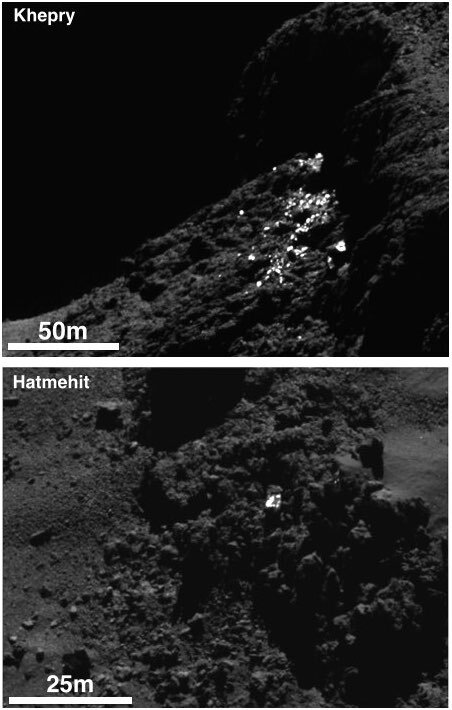 Icy clusters and individual boulders