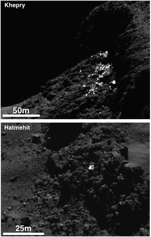 Icy clusters and individual boulders