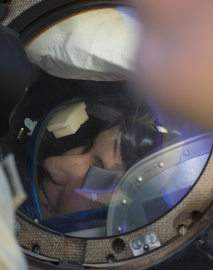 Samantha Cristoforetti in the Soyuz TMA-15M spacecraft