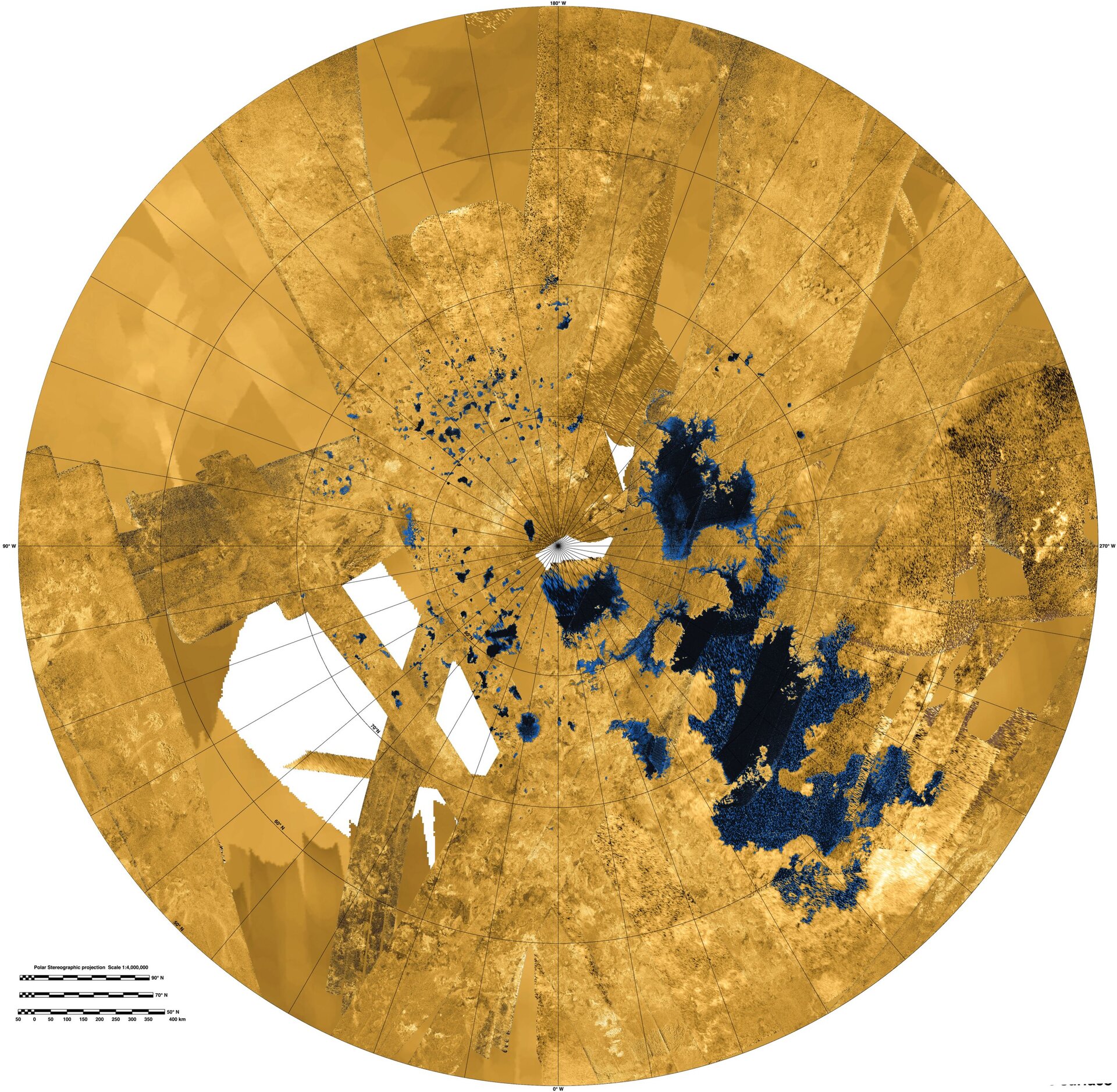 Titan’s north polar lakes and seas