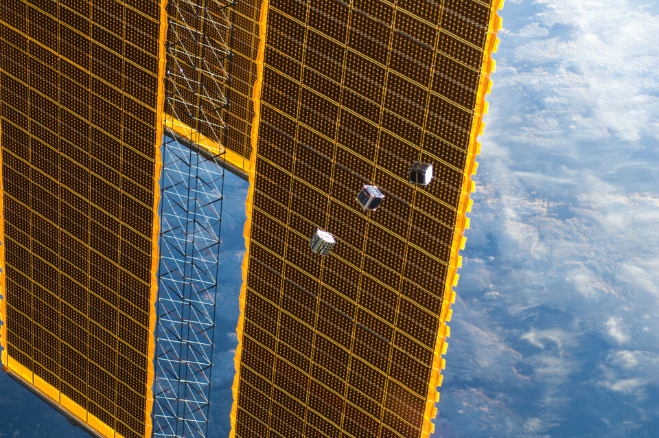 CubeSats leaving International Space Station