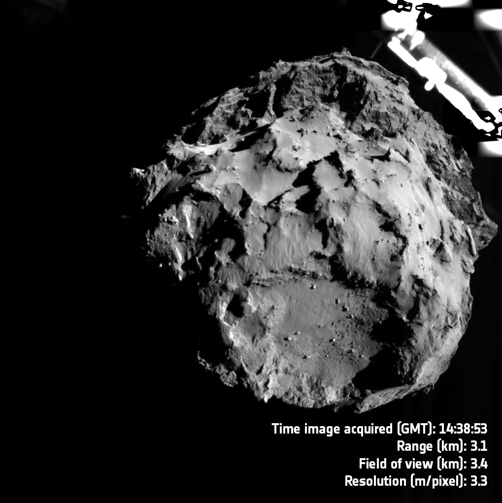 Aufnahmen von ROLIS (ROsetta Lander Imaging System) bei Philaes Abstieg zum Kometen 