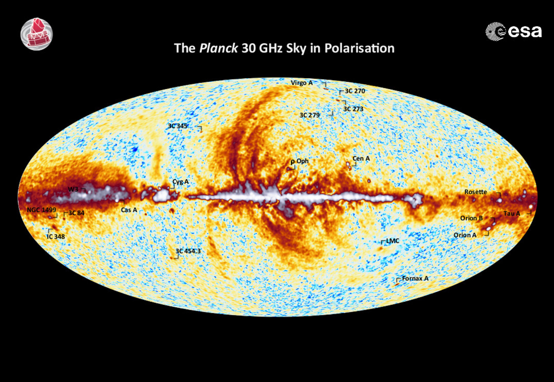 ESA - PLANCK POLARISATION MAP AT 30 GHZ