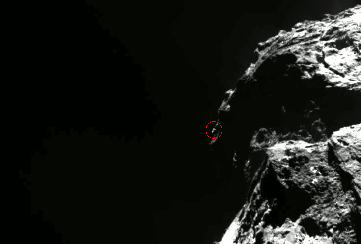 Βράχος που πετά κοντά στον κομήτη