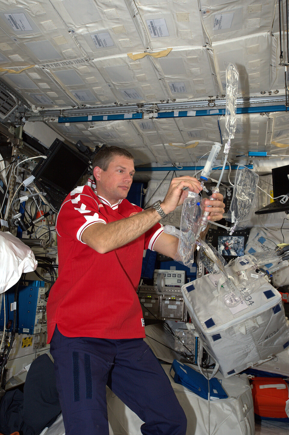 ESA astronaut Andreas Mogensen during his 10-day iriss mission on the Space Station