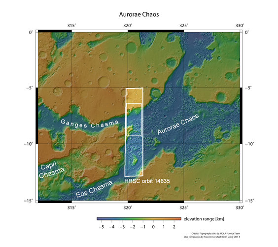 Aurorae Chaos and Ganges Chasma in context