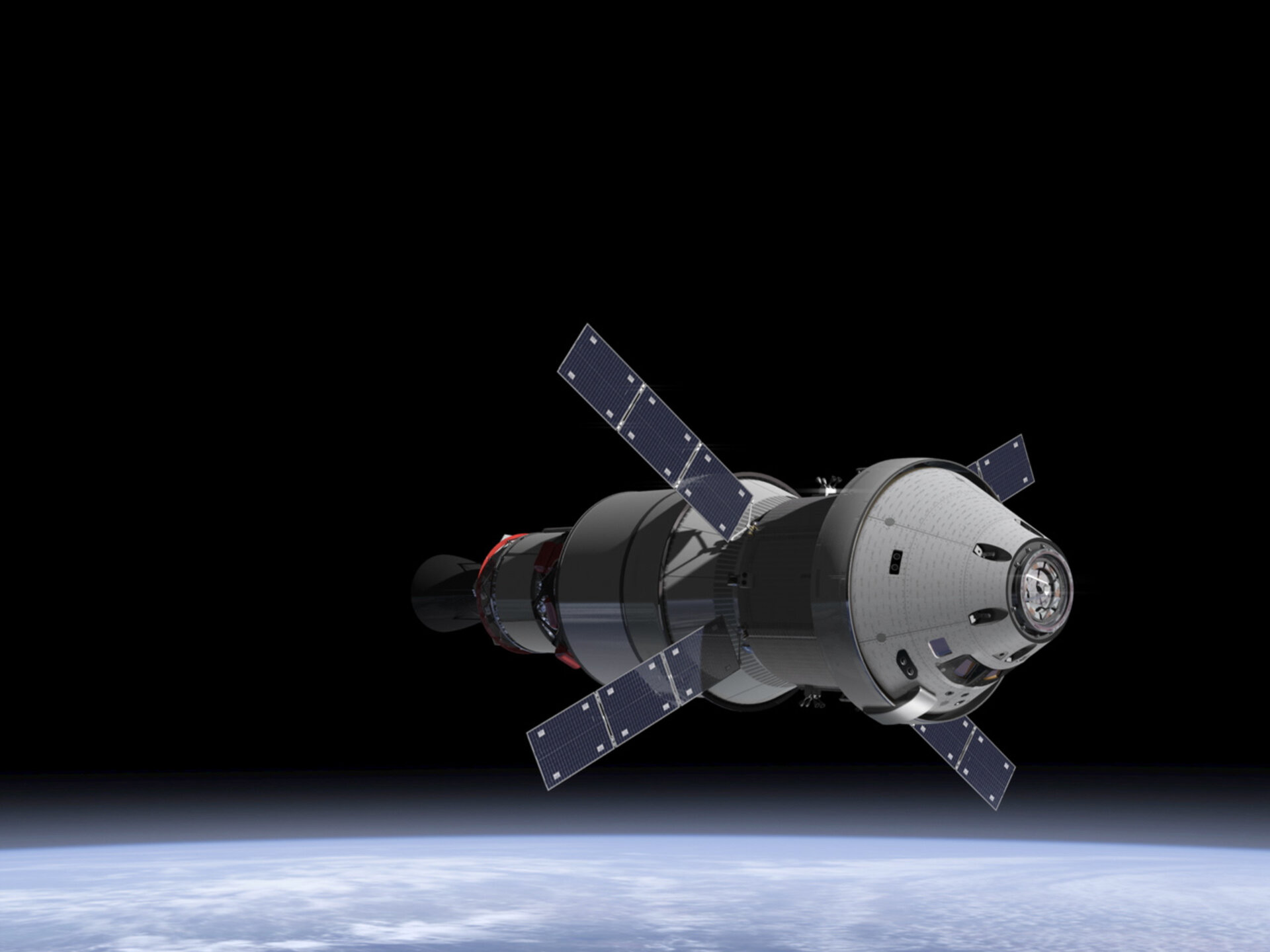 Orion with service module and propulsion stage