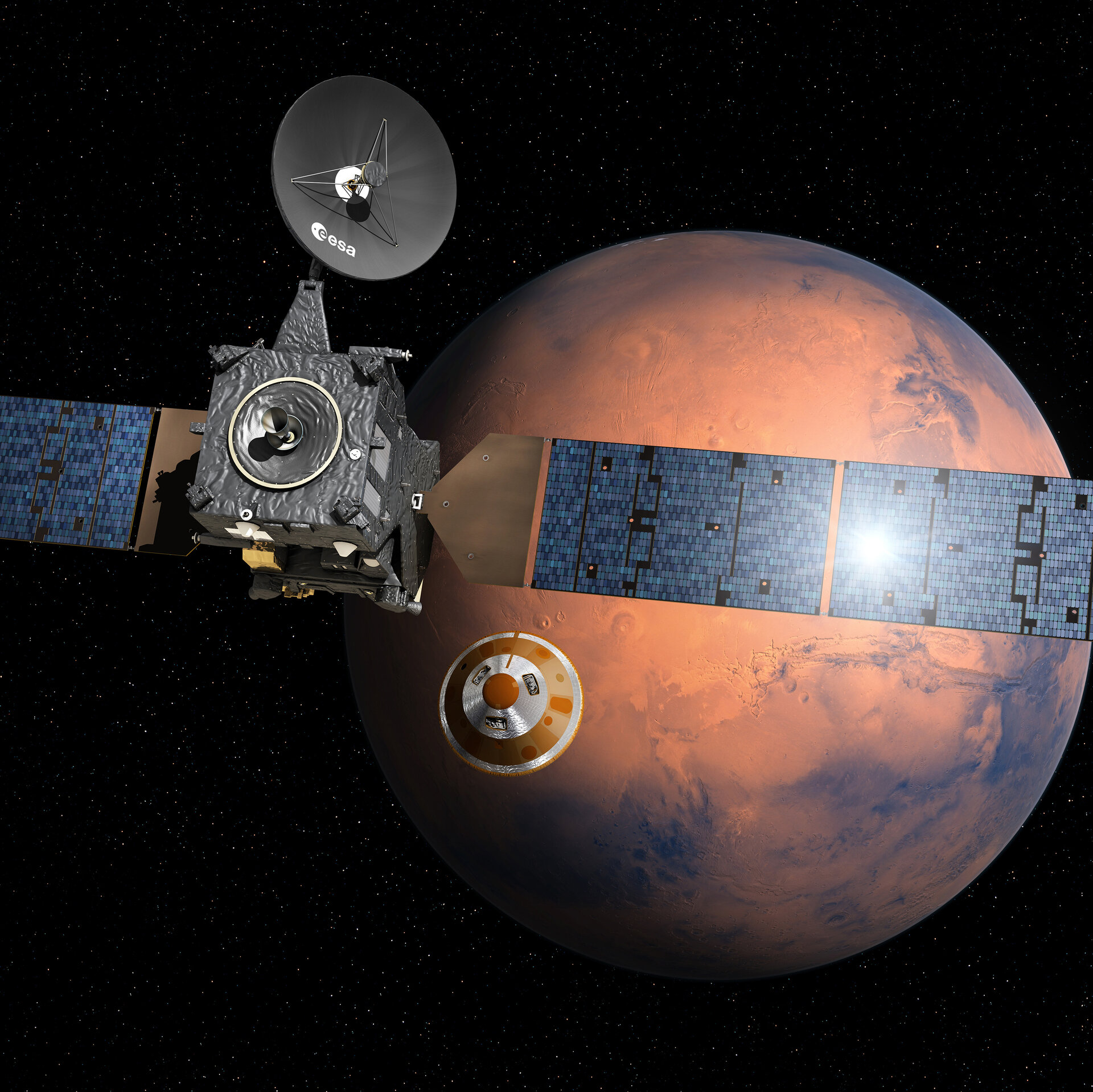 Schiaparelli separating from Trace Gas Orbiter