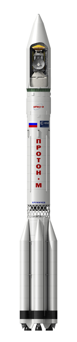 Cut open view showing the ExoMars 2016 spacecraft in the Proton rocket 