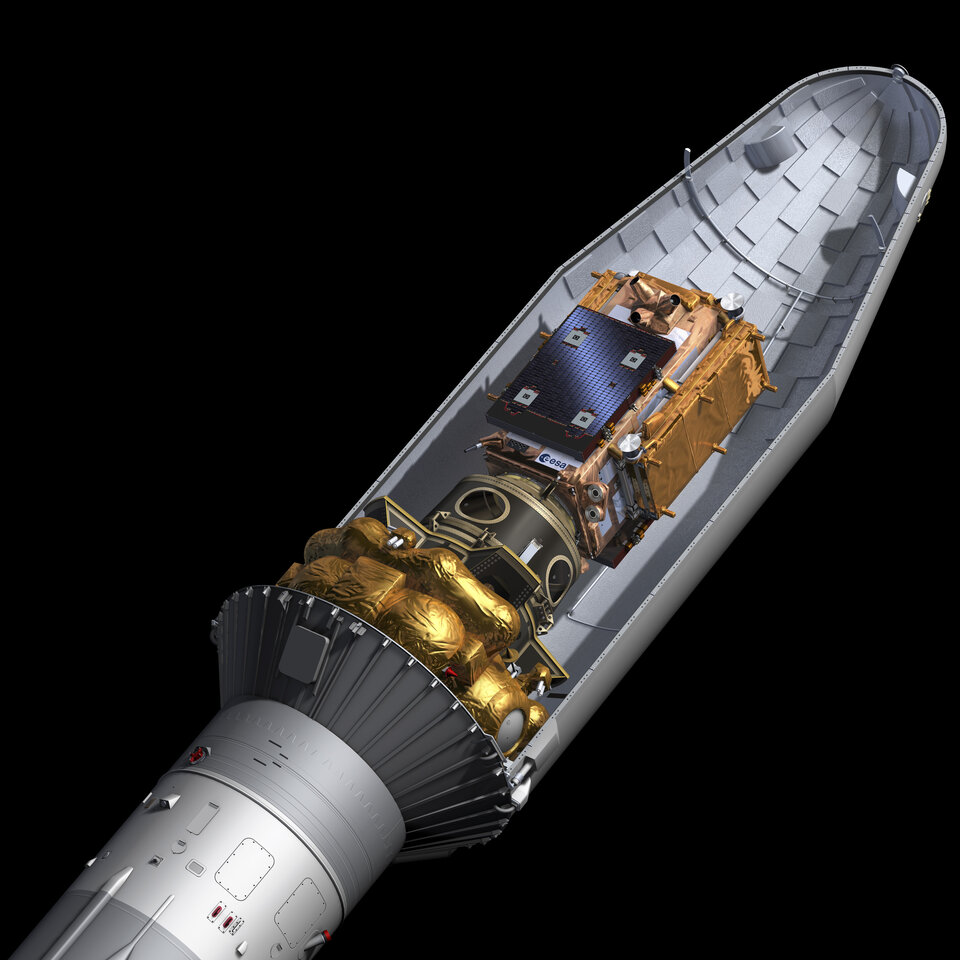 Sentinel-1B in zijn Sojoez-capsule