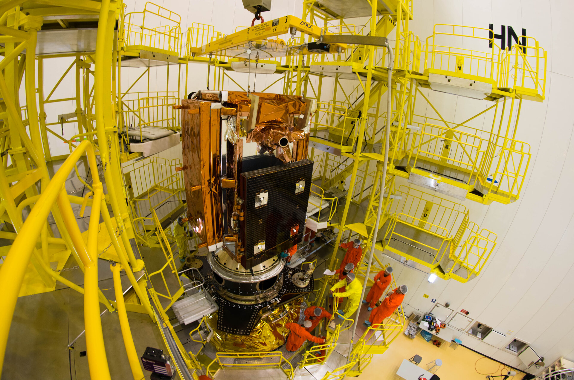 Sentinel-1B satellite lowered onto Fregat upper stage