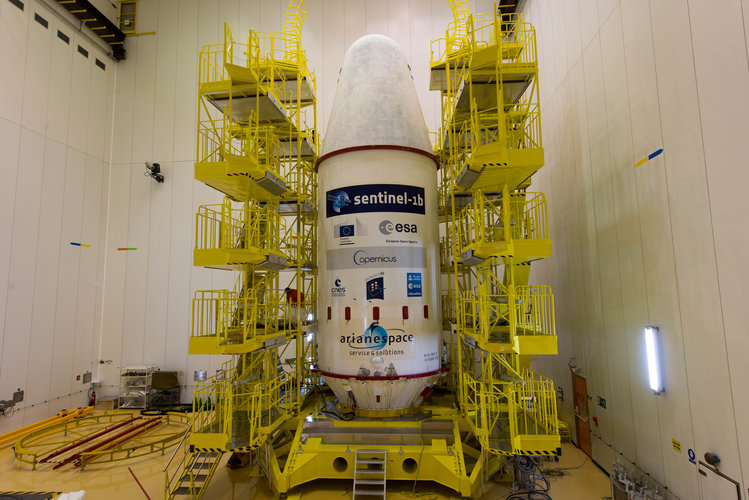 Soyuz VS14 upper composite in the S3B preparation building