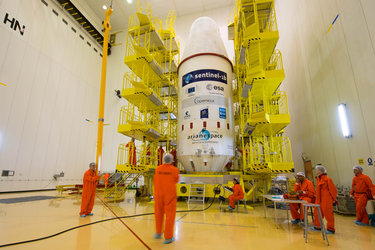 Soyuz VS14 upper composite in the S3B preparation building