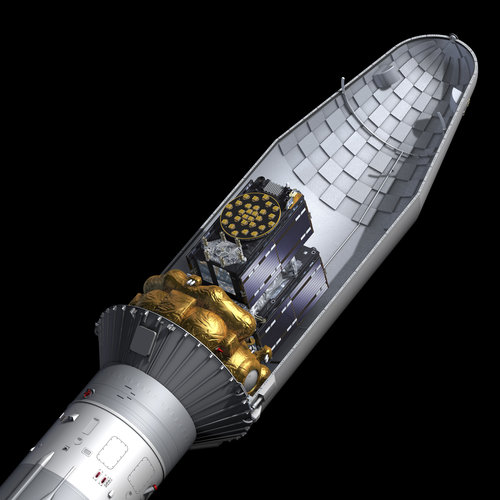 Galileo satellites atop Soyuz