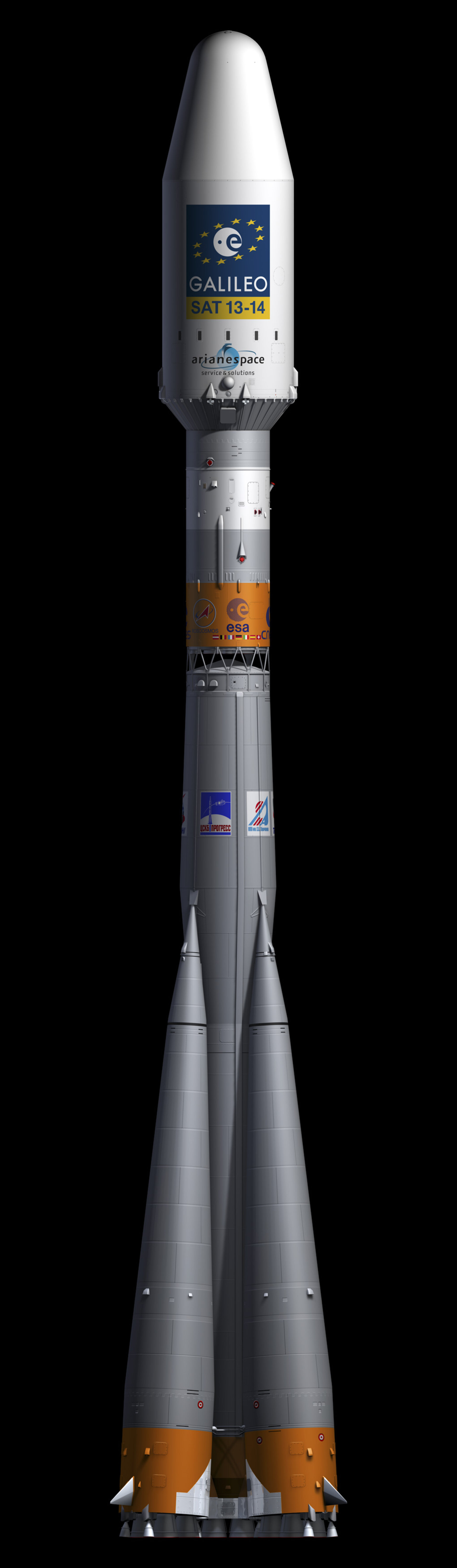 Soyuz rocket fairing carrying Galileo 13 and 14 satellites
