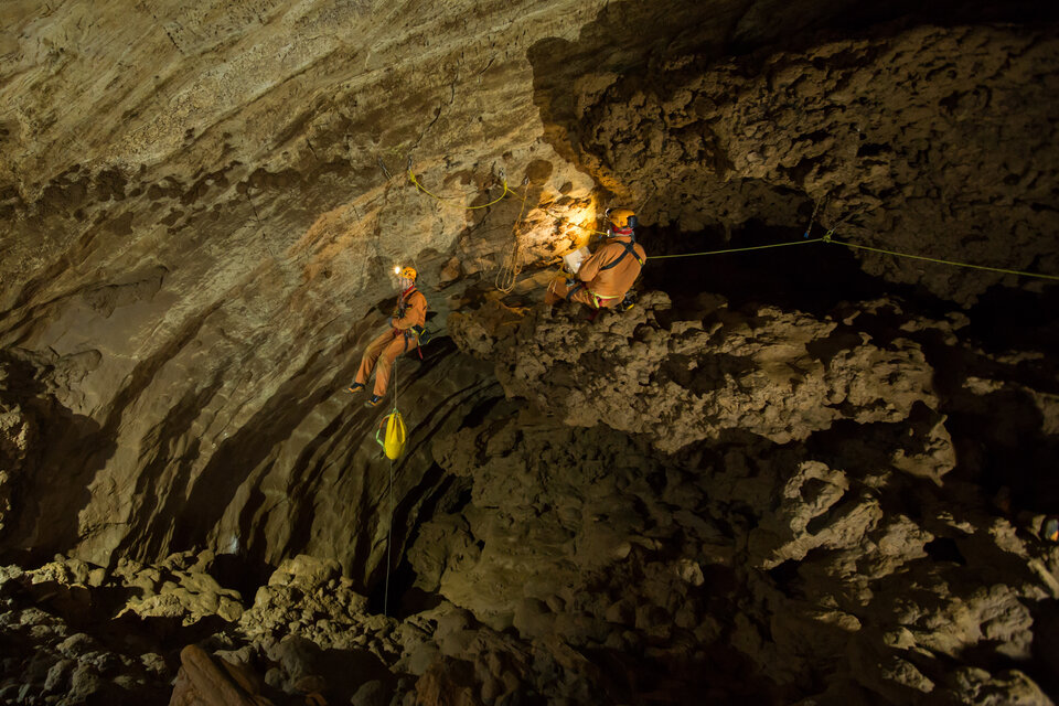 Exploring a cave