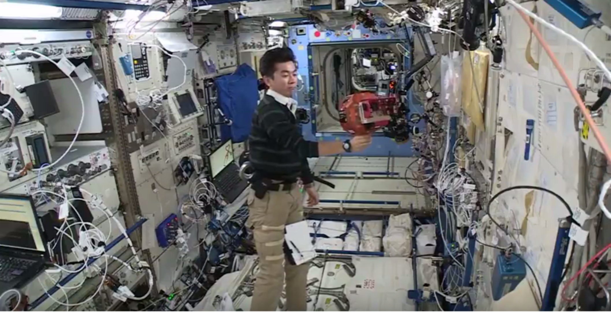 Spheres drone with ISS crewman