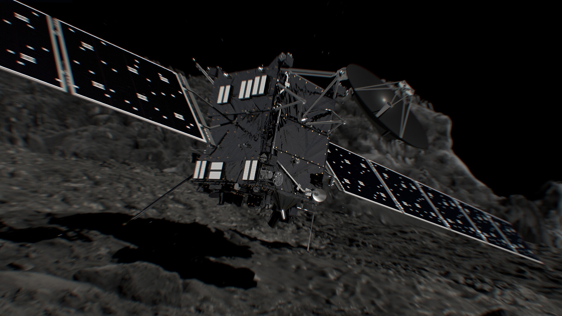 This picture shows what it would have looked like moments before Rosetta hit the comet