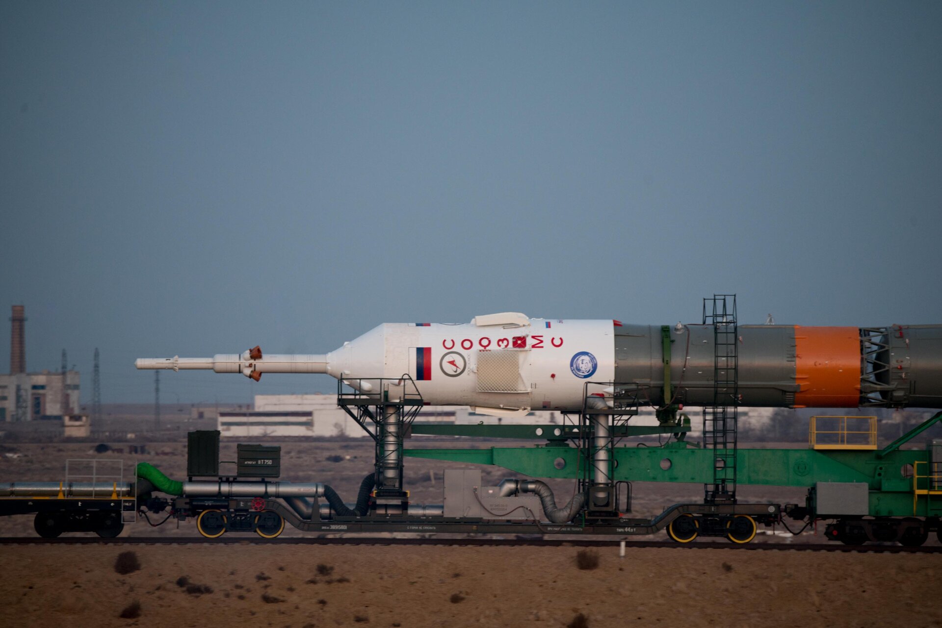 Soyuz spacecraft roll out