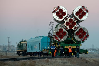 Soyuz spacecraft roll out