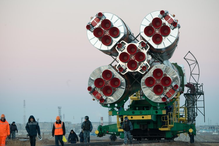 Soyuz spacecraft roll out