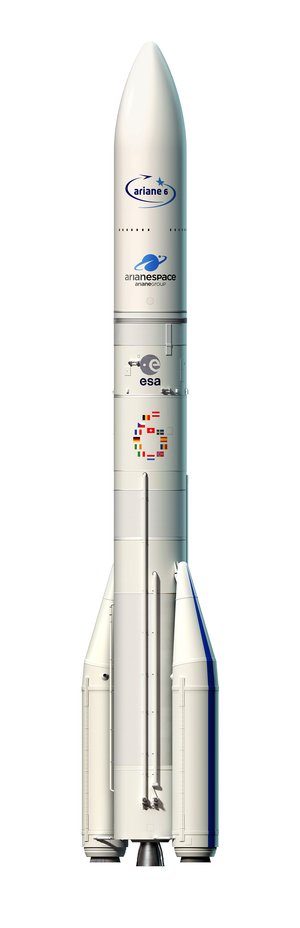 Artist's view of the configuration of Ariane 6 using two boosters (A62)