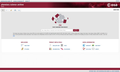 The new interface of ESA's Planetary Science Archive