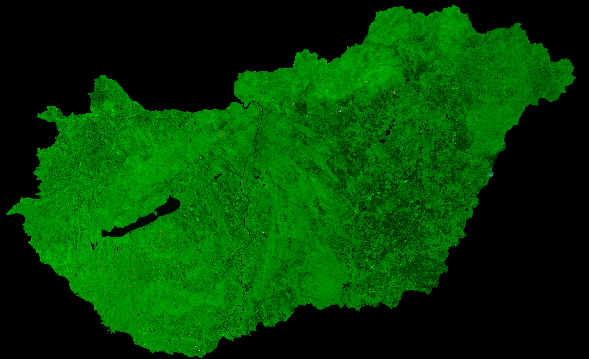 A cloud-free image of Hungary, acquired by ESA's Proba-V satellite