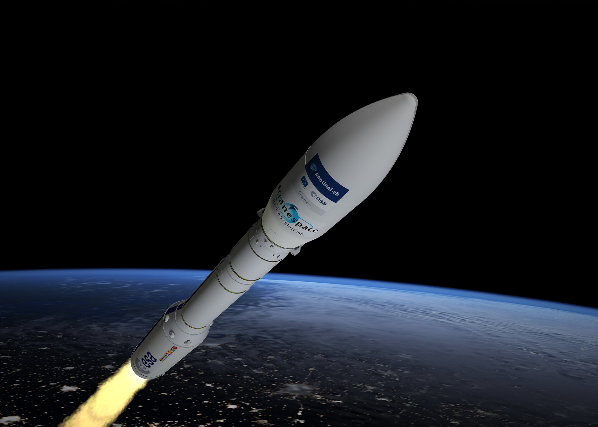 Artist's view of Vega VV09 carrying Sentinel-2B