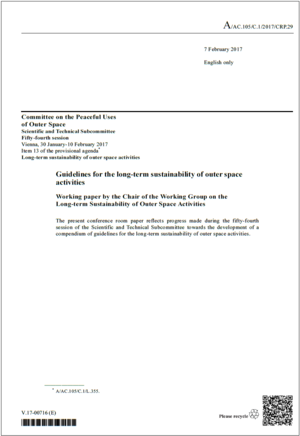 Draft UN guidelines on sustainable use of space