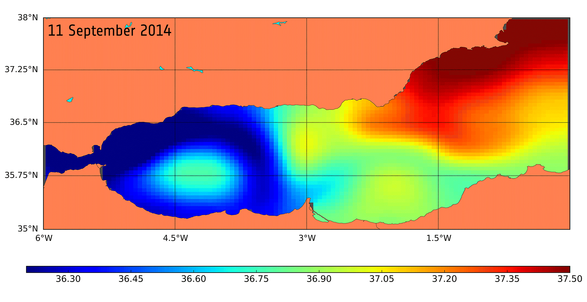 Alboran Sea salinity change