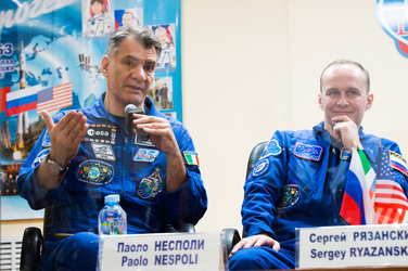 Paolo Nespoli during the pre-launch press conference