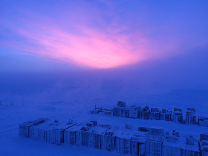 Cloudy sunrise at Concordia Station