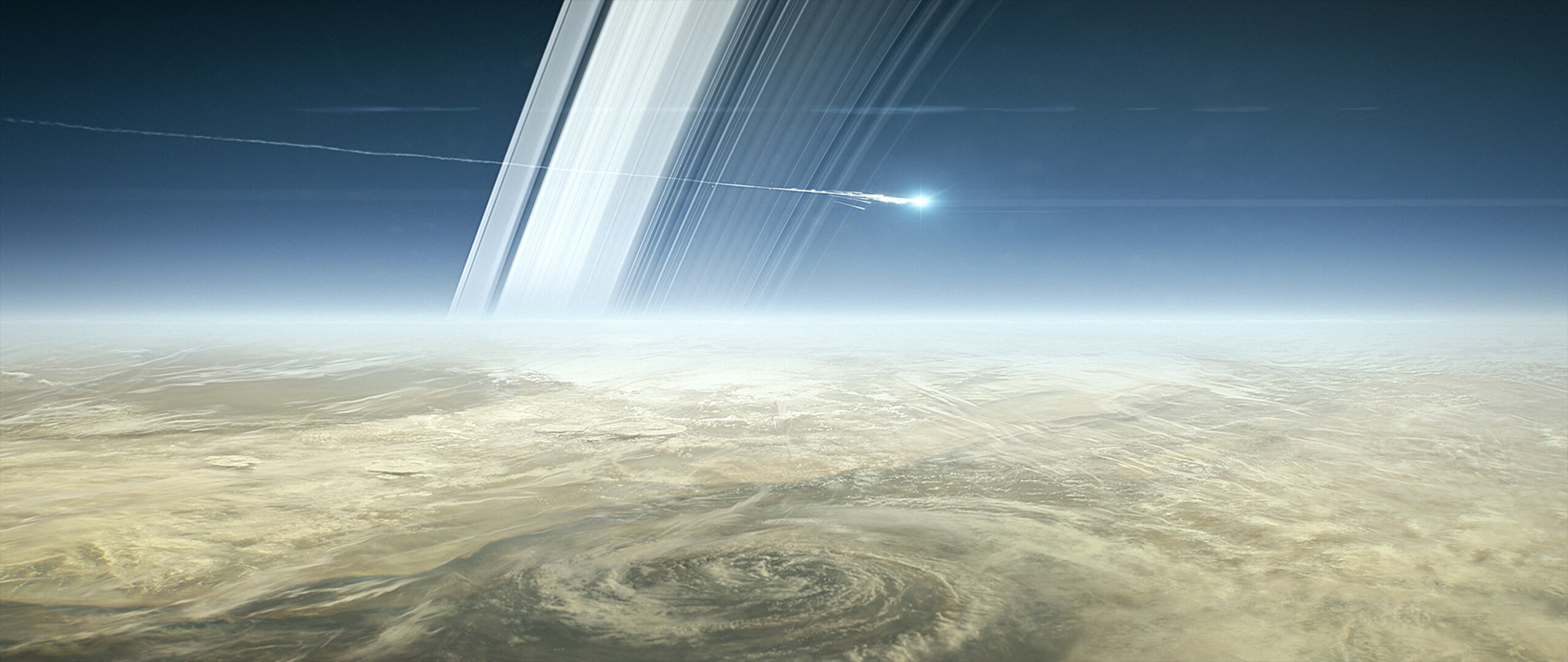 Artist's impression of Cassini hurtling toward Saturn