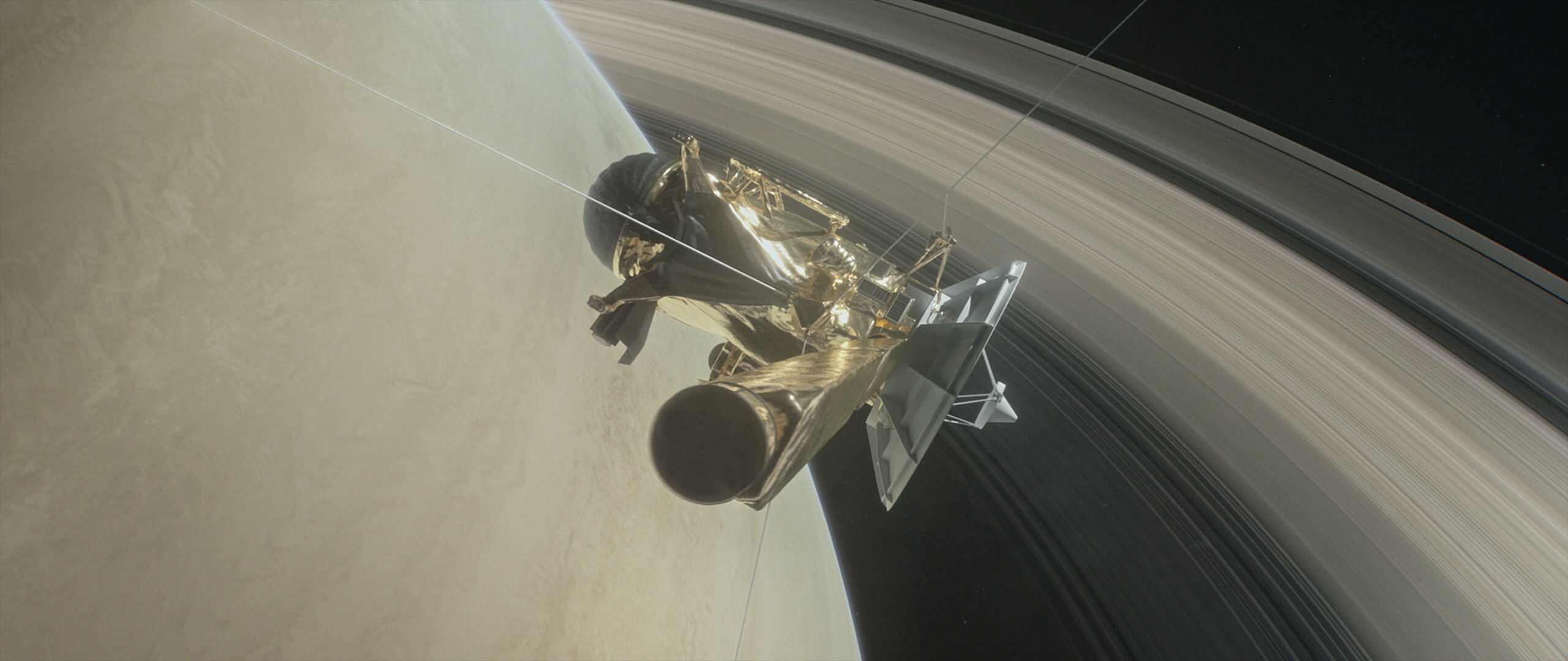 The Cassini probe would have looked like this as it got closer to Saturn