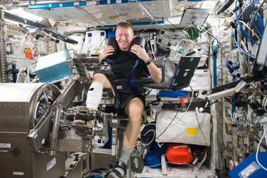 Tim Peake operates the Muscle Atrophy Research and Exercise System (MARES)