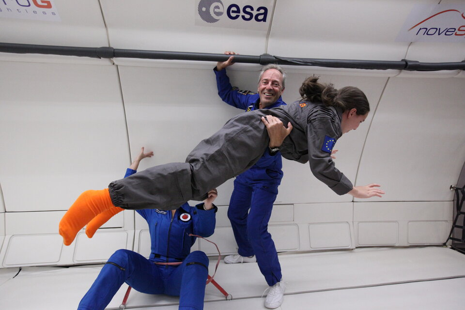 ESA-Astronaut Jean-François Clervoy, CEO von Novespace, an Bord eines ZeroG-Fluges 