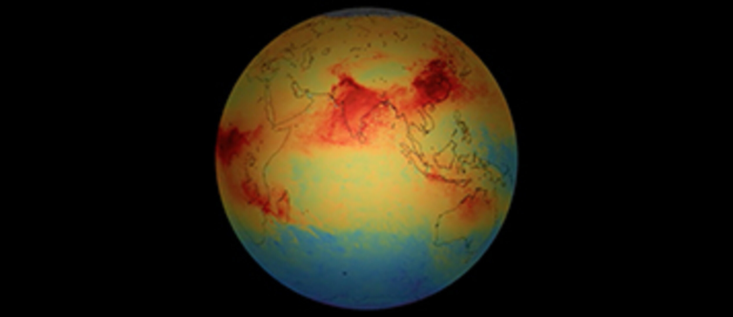Red shows the densest areas of carbon monoxide